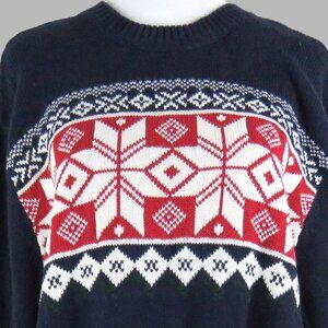 Dockers Long Sleeve Pullover Sweater Nordic Fair Isle Snowflakes Size L (C1905)